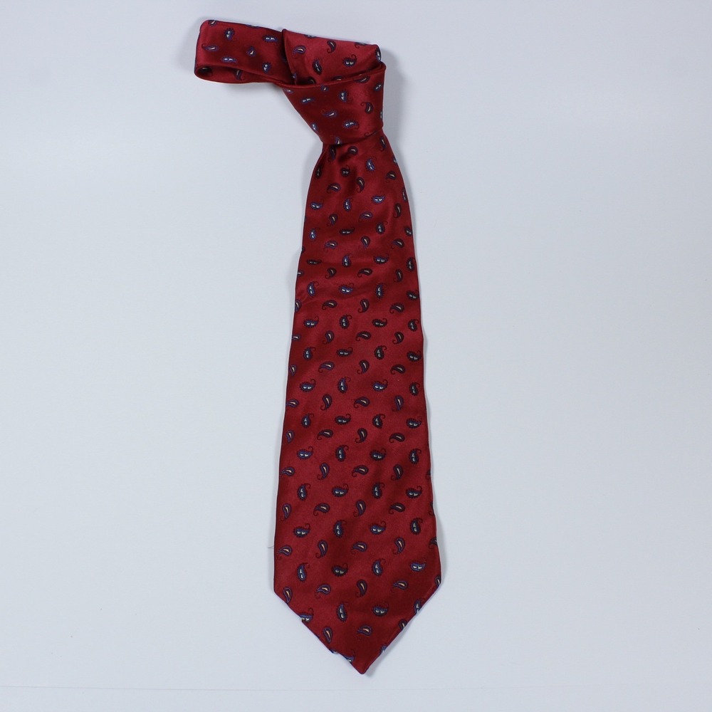 Zianetti Italian Silk Collection Tie – 100% Silk – Red with Blue Paisley